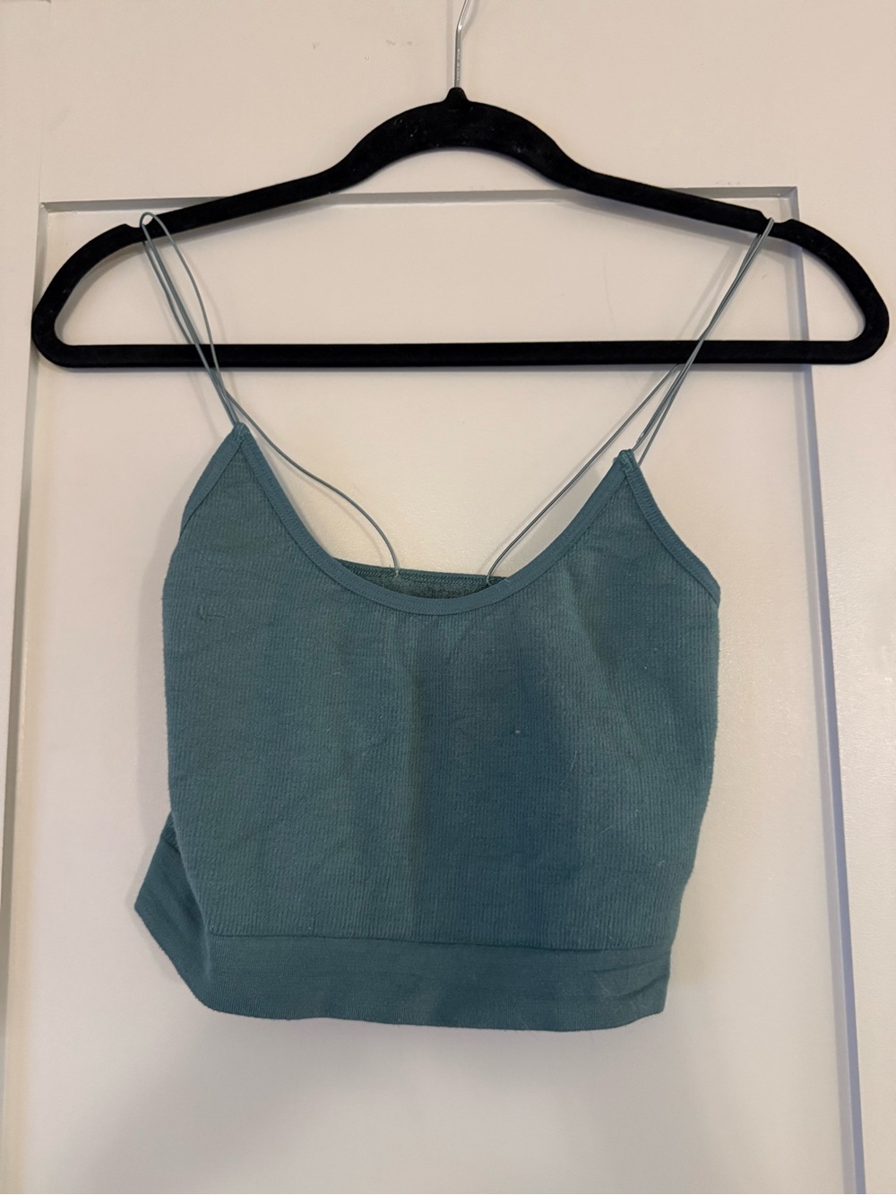 Urban Outfitters Teal Ribbed Double-Strap Crop Cami